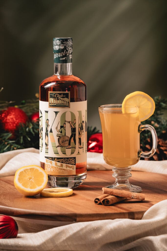 Rum bottle with cocktail
