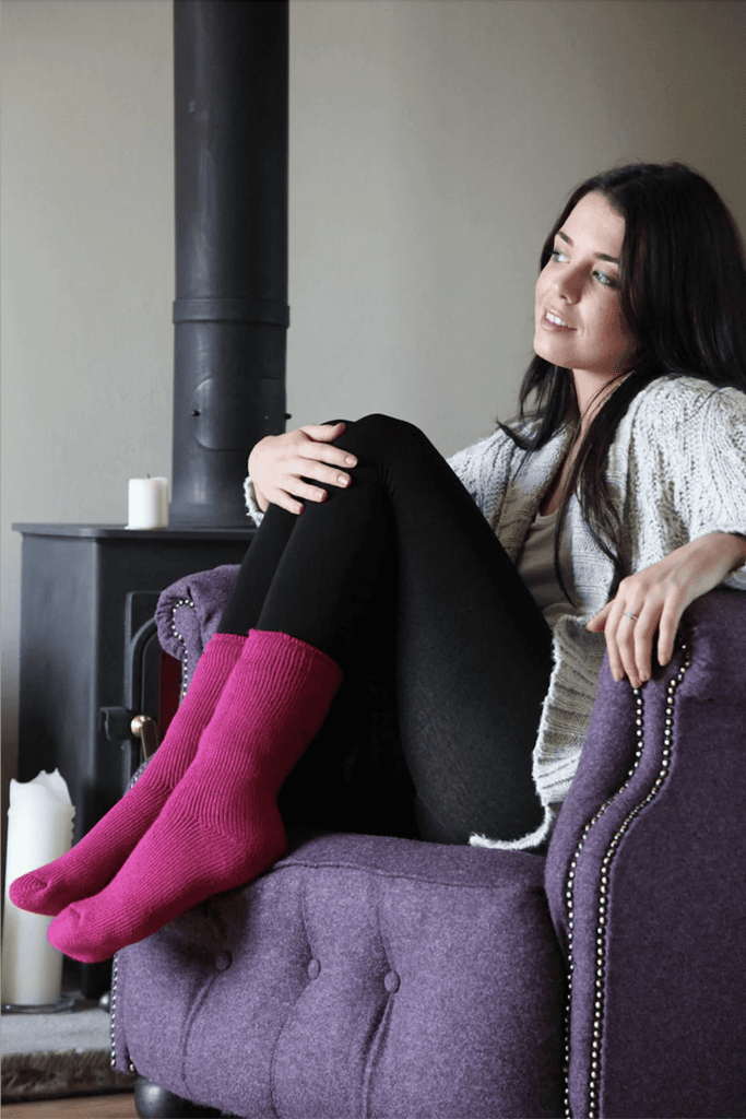 lady wearing pink socks