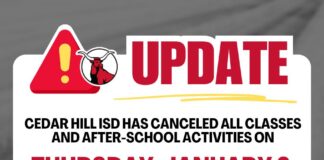 Cedar Hill ISD CANCELS Classes 1/9 & 1/10 CHISD Update