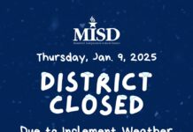 DFW School CLOSURES January 9 2025 Mansfiled ISD district closed graphic