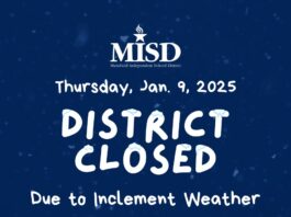 DFW School CLOSURES January 9 2025 Mansfiled ISD district closed graphic