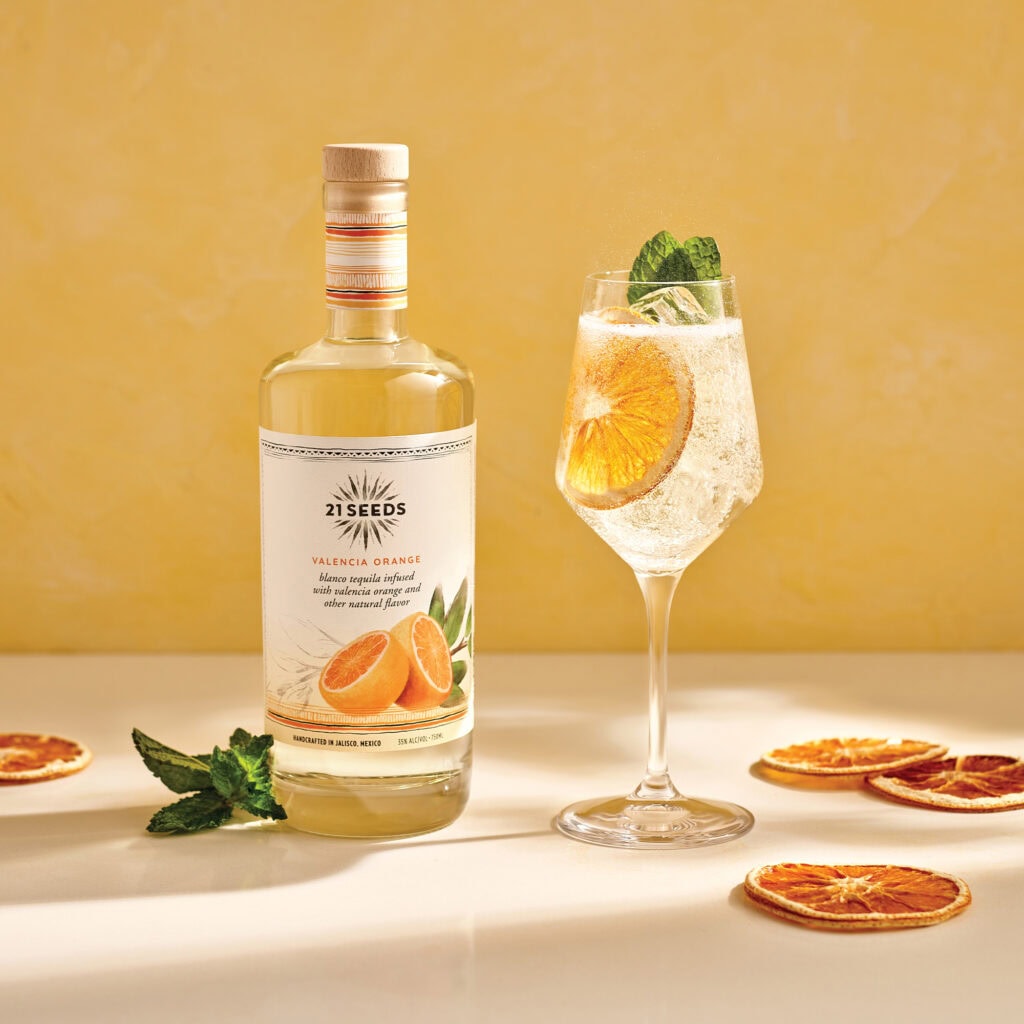 21 seeds prange tequila and glass
