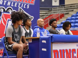 Duncanville Panthers BB Coach Peavy at press conference Mar. 6