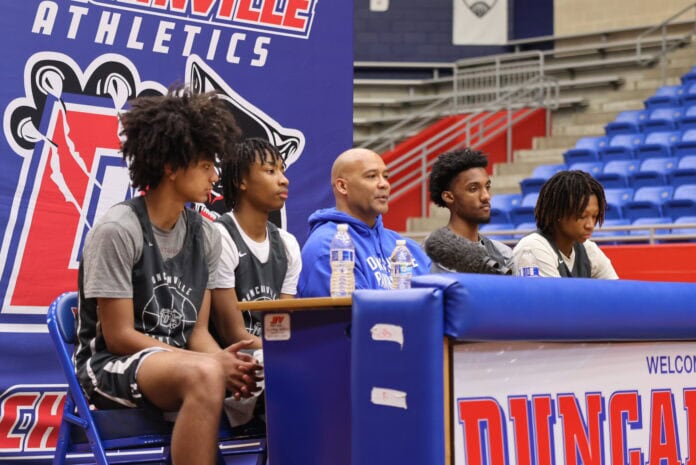 Duncanville Panthers BB Coach Peavy at press conference Mar. 6