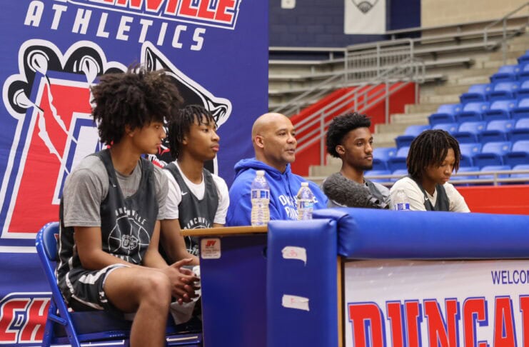 Duncanville Panthers BB Coach Peavy at press conference Mar. 6