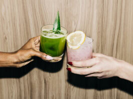 pink and green cocktails