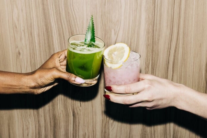 pink and green cocktails