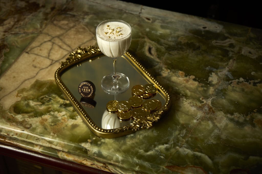 cocktail with gold coins