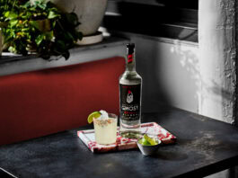 Ghost tequila bottle and margarita