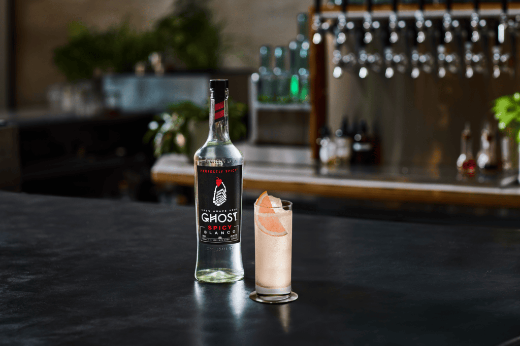 Ghost tequila bottle and paloma
