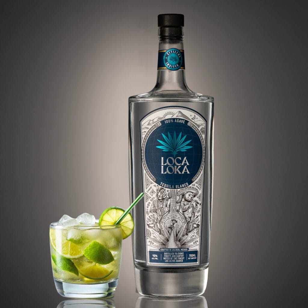 Lock Loka tequila bottle and cocktail