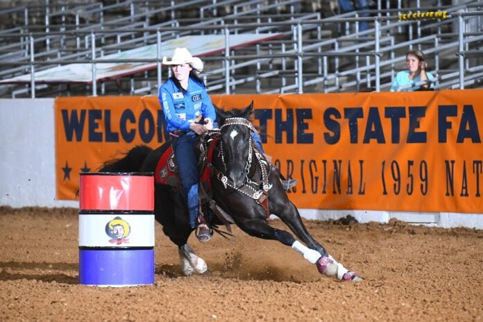 Pre-Fair horse show barrel racer
