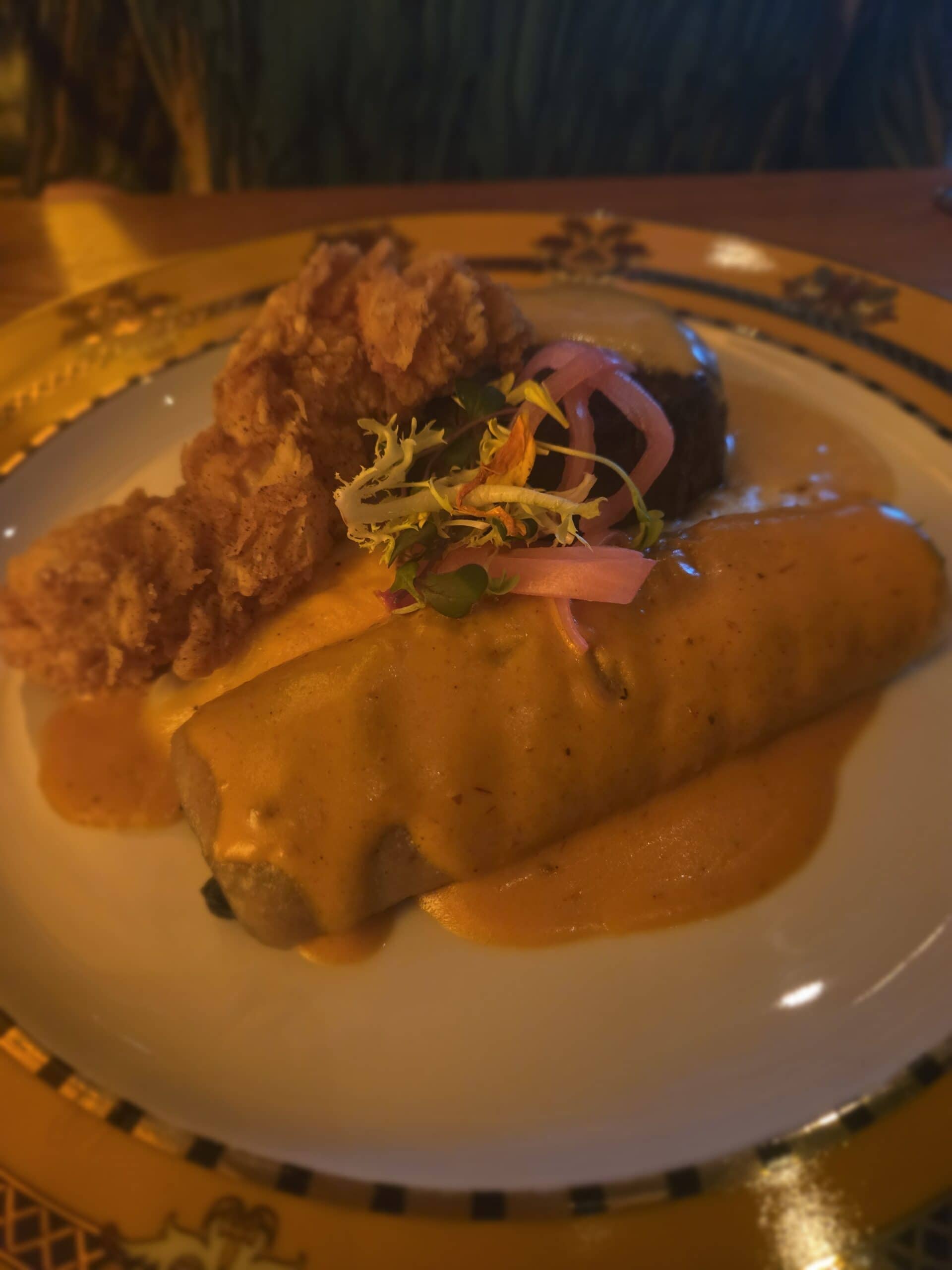 Fearing's BBQ beef filet and chicken fried lobster