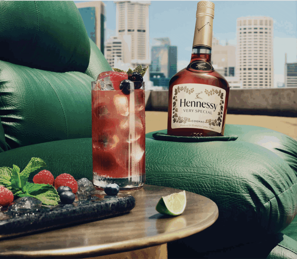 berry mojito with Hennessy bottle