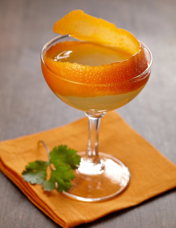 orange rind in coupe glass