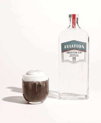Aviation gin bottle and coctail