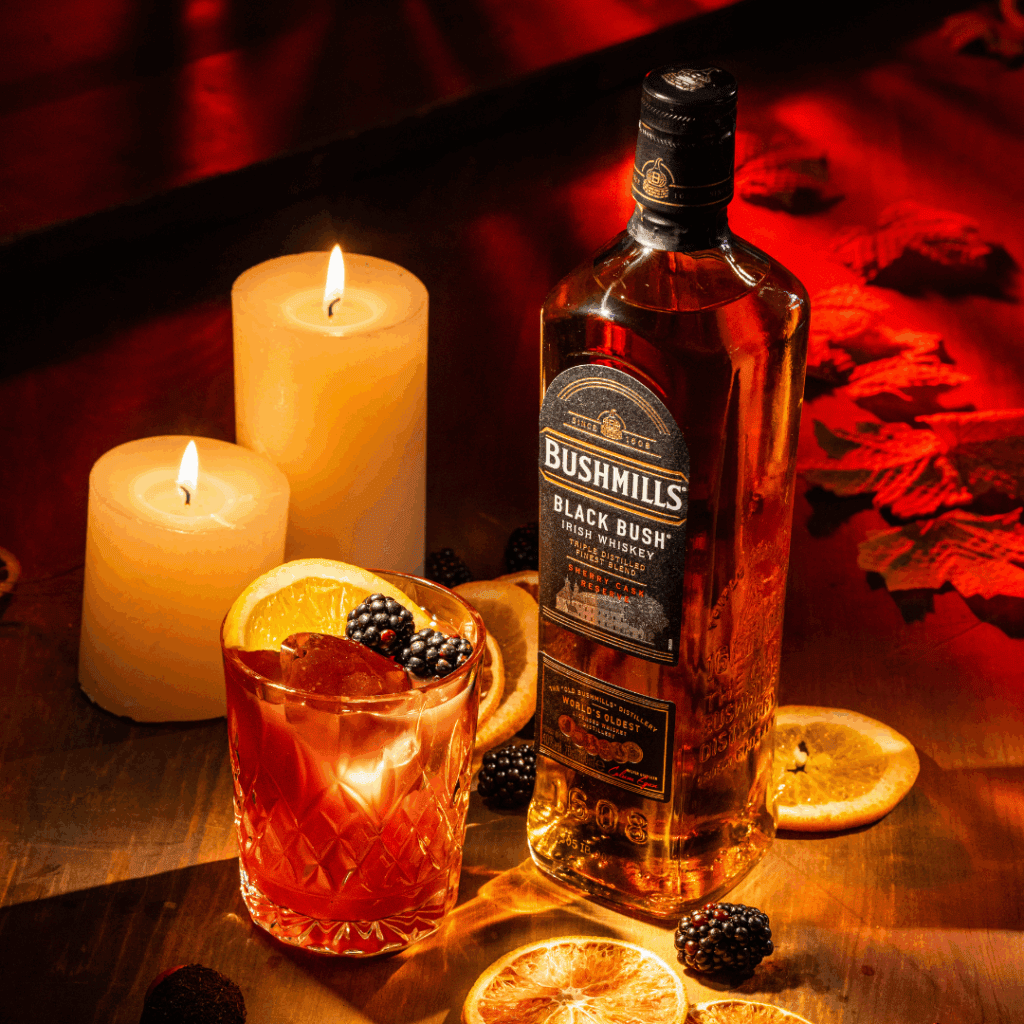 Bushmills bottle and cocktail