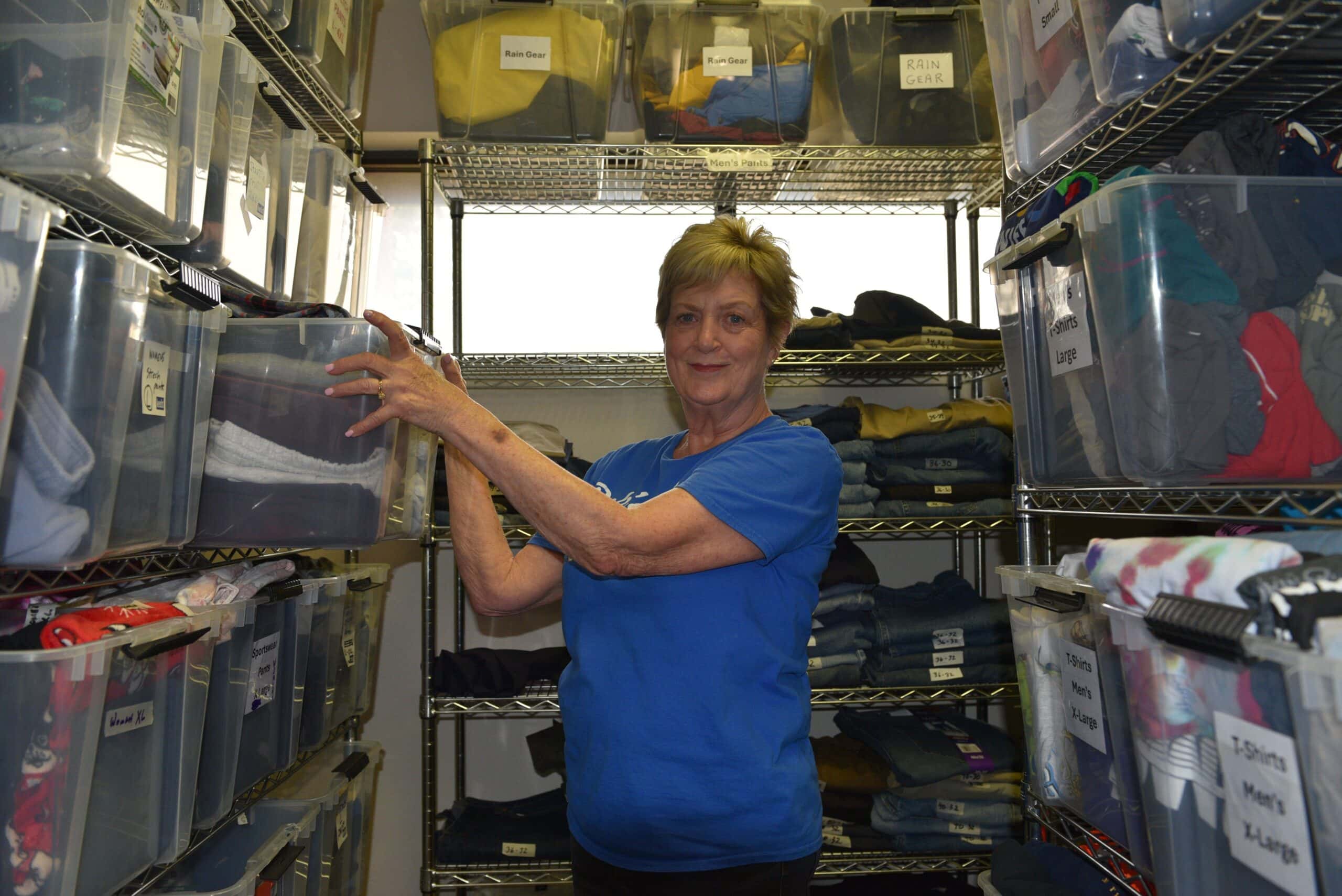 Bonnie Cawthon in storage area