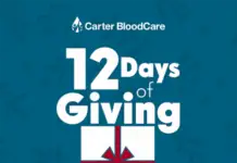 Pro football memorabilia up for grabs in Carter BloodCare holiday drawing 12 daysof giving logo