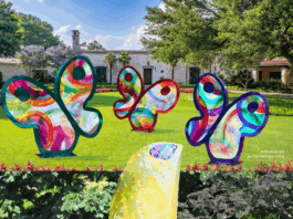 Hunt Slonem sculptures at Dallas Arboretum