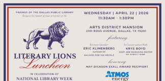 Friends of the Dallas Public Library Presents Literary Lions Luncheon Friends of the Dallas Public Library