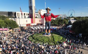 Big Tex Waves Farewell to 2026 State Fair of Texas Big Tex waves goodby after Texas State Fair