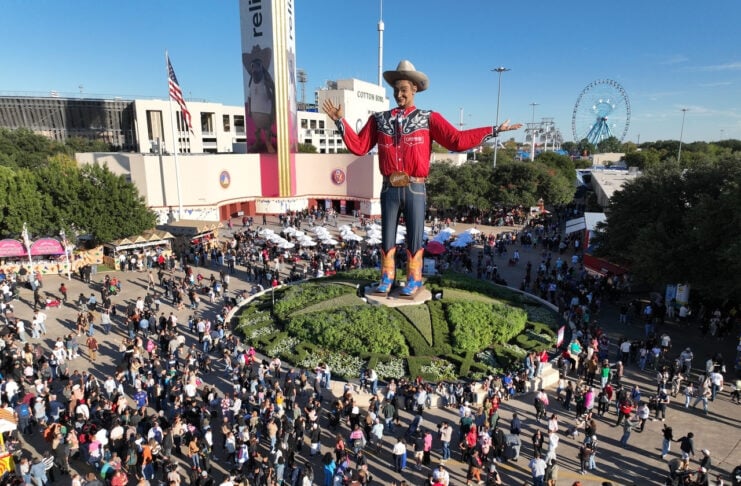 Big Tex Waves Farewell to 2026 State Fair of Texas Big Tex waves goodby after Texas State Fair